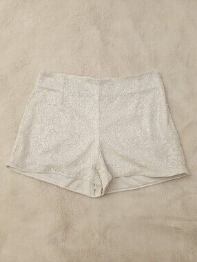 Everyday Chic White Sequin Shorts Size Large